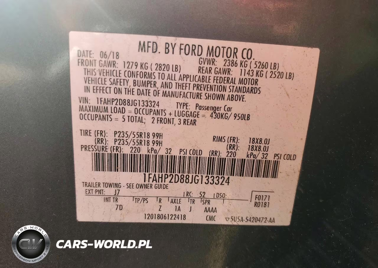 2018 Ford Taurus Se VIN:1FAHP2D88JG133324 - 12