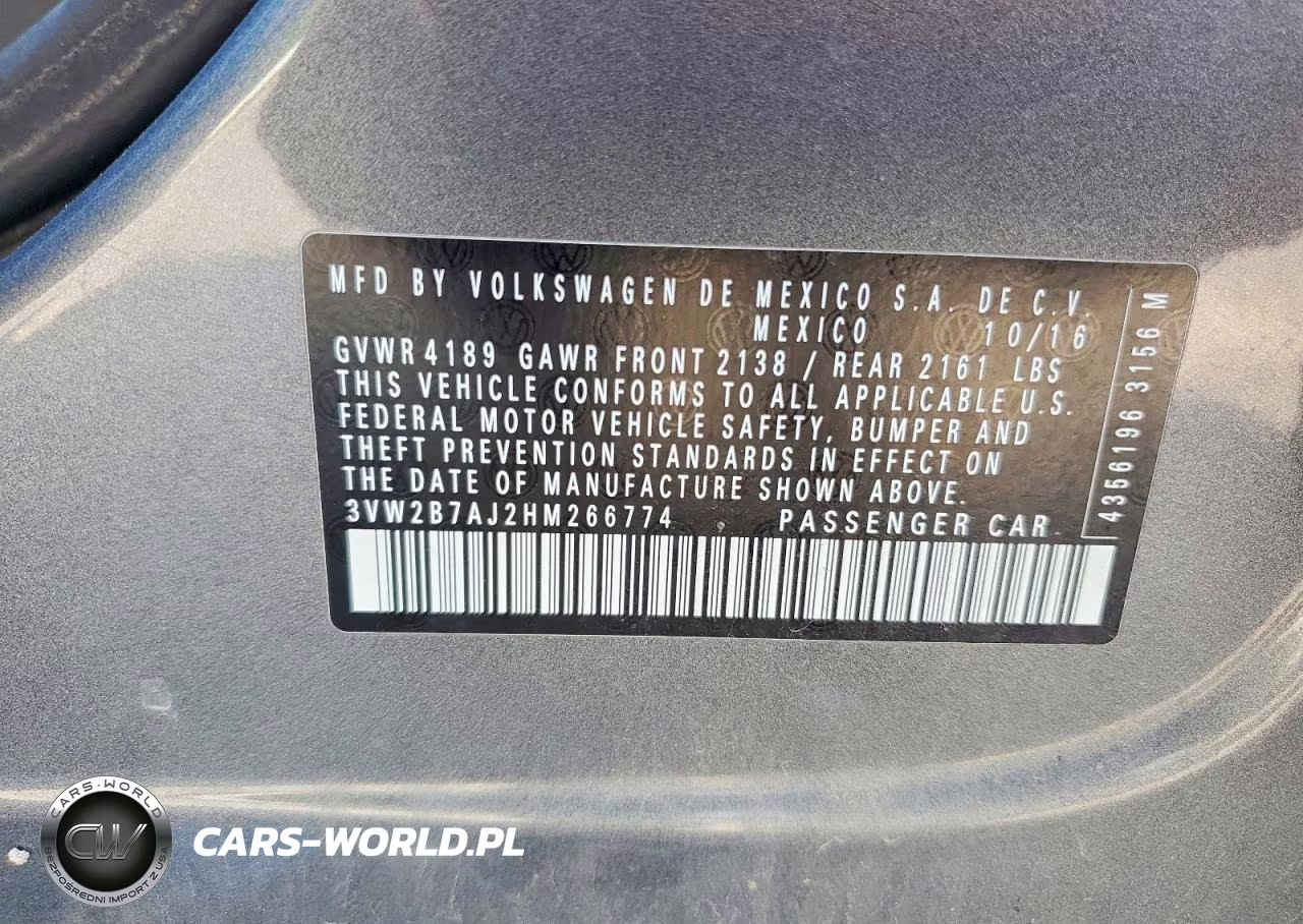 2017 Volkswagen Jetta S VIN:3VW2B7AJ2HM266774 - 13