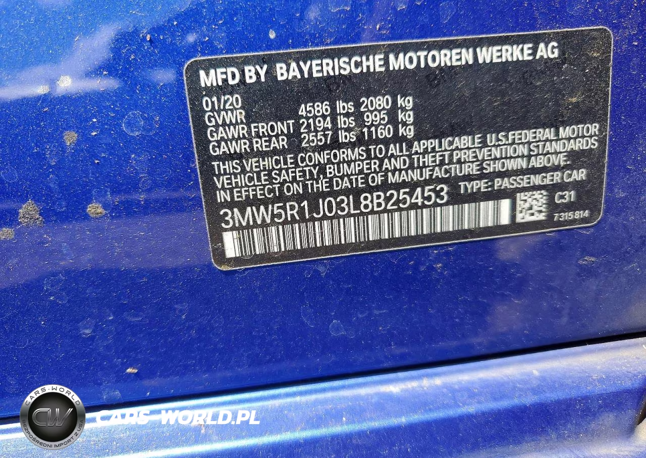 2020 BMW 330I VIN:3MW5R1J03L8B25453 - 12
