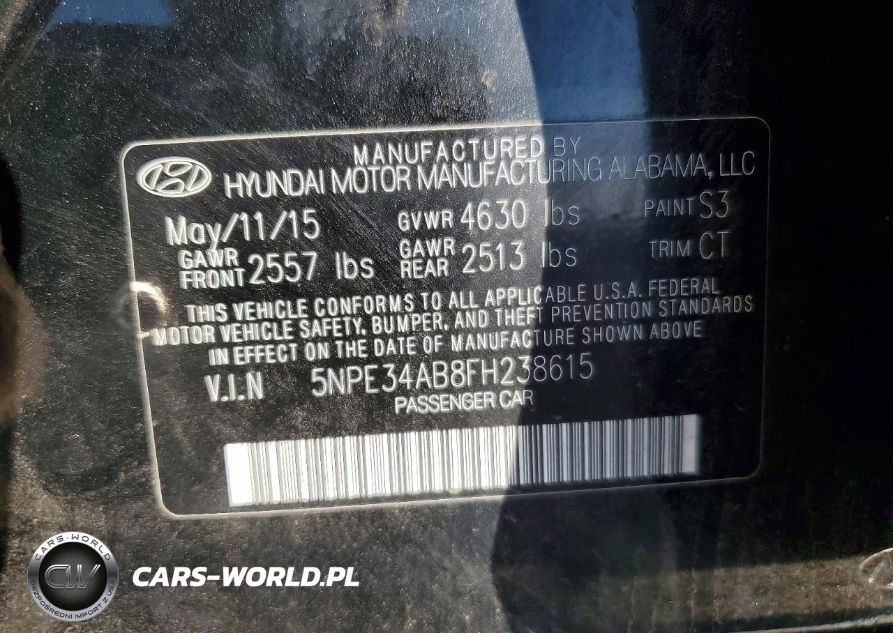 2015 Hyundai Sonata Sport 2.0T VIN:5NPE34AB8FH238615 - 12
