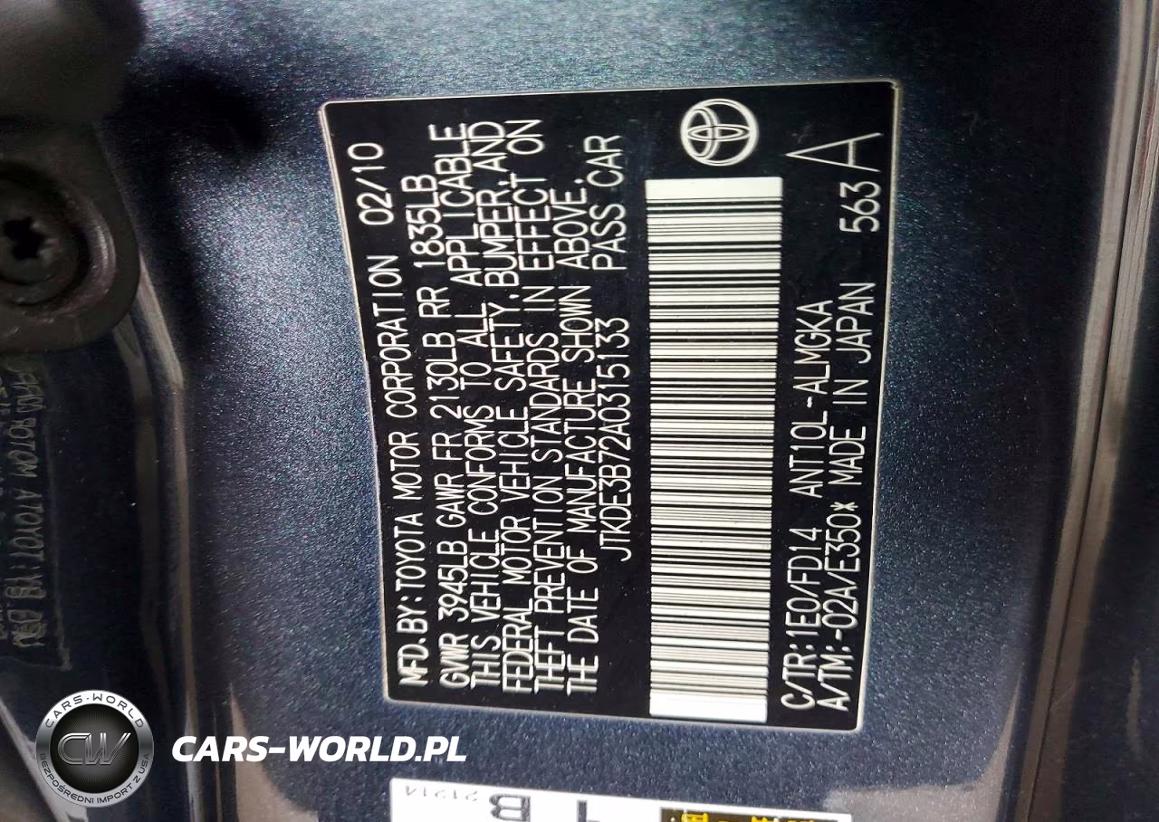 2010 Scion Tc Base VIN:JTKDE3B72A0315133 - 12