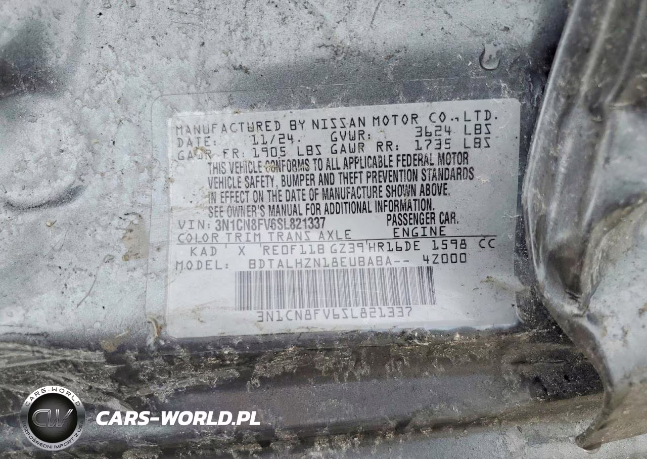 2025 Nissan Versa Sr VIN:3N1CN8FV6SL821337 - 13