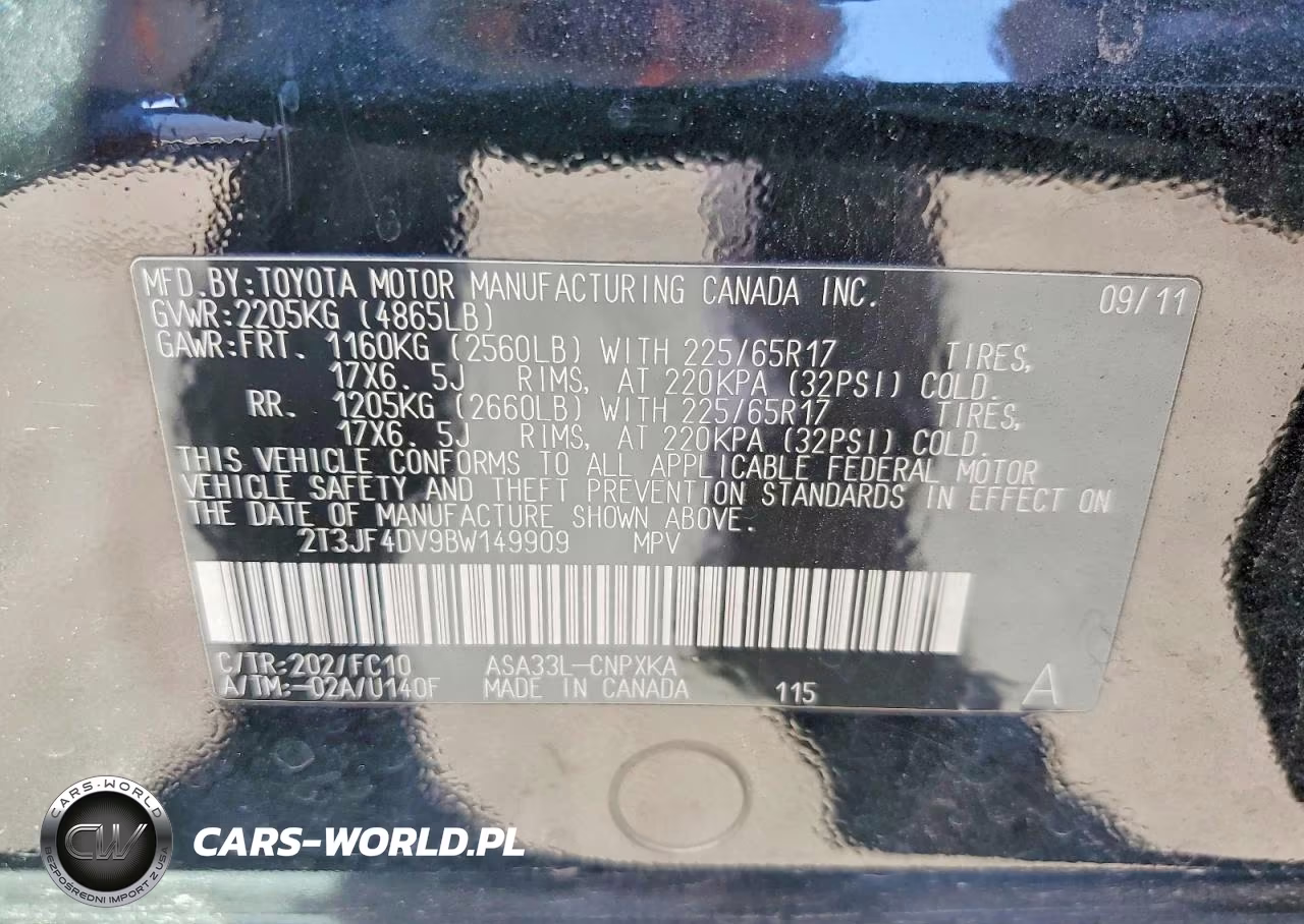 2011 Toyota Rav4 Base VIN:2T3JF4DV9BW149909 - 13