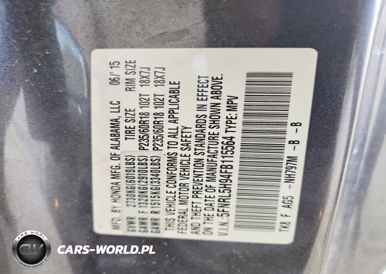 2015 Honda Odyssey Touring VIN:5FNRL5H94FB115564 - 13