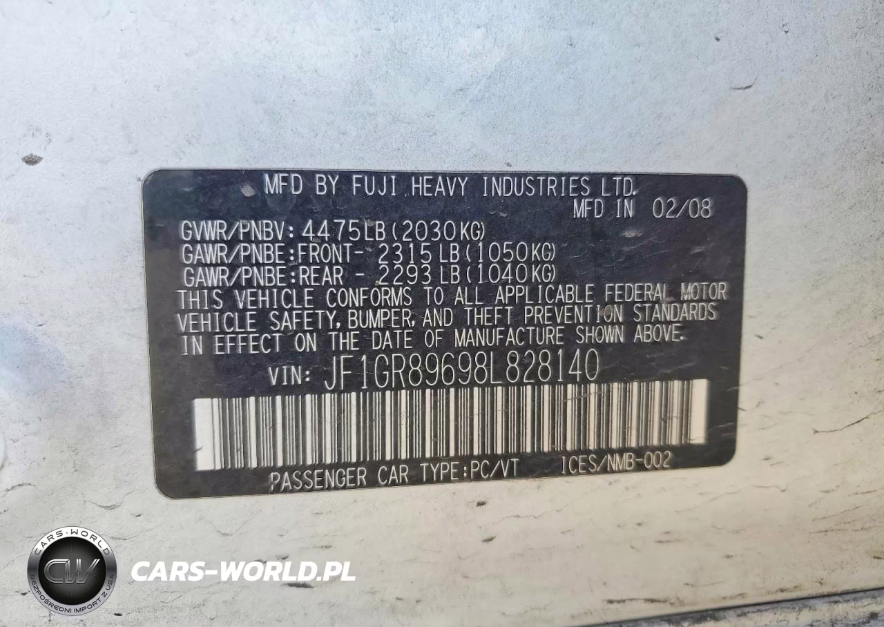 2008 Subaru Impreza Wrx Sti VIN:JF1GR89698L828140 - 12