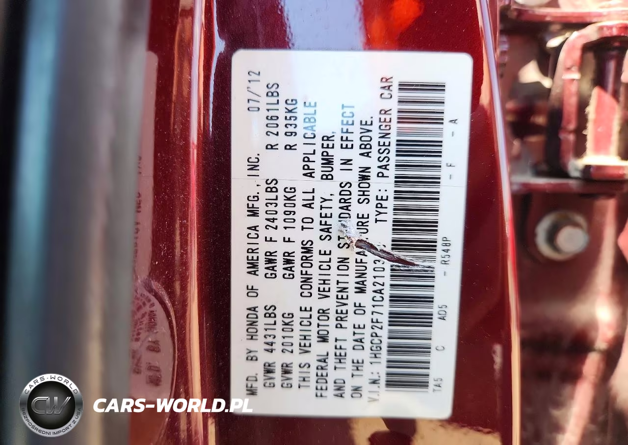 2012 Honda Accord Ex VIN:1HGCP2F71CA210308 - 12