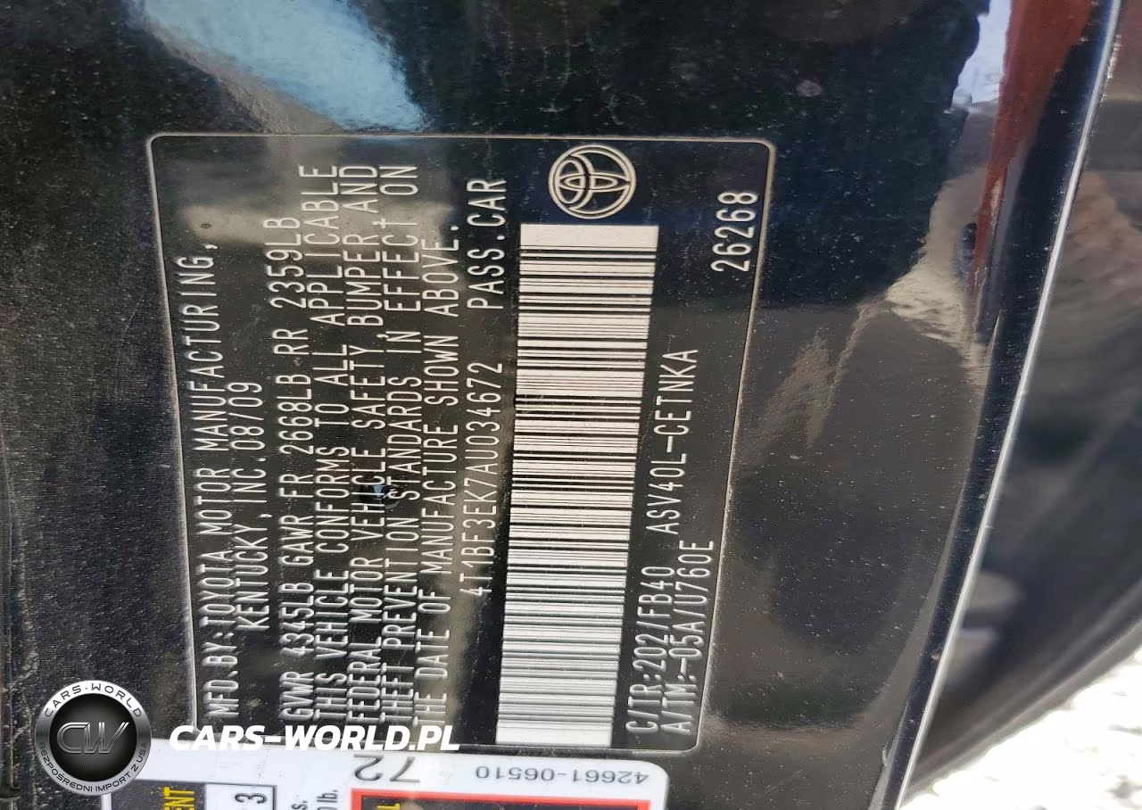 2010 Toyota Camry Base VIN:4T1BF3EK7AU034672 - 12