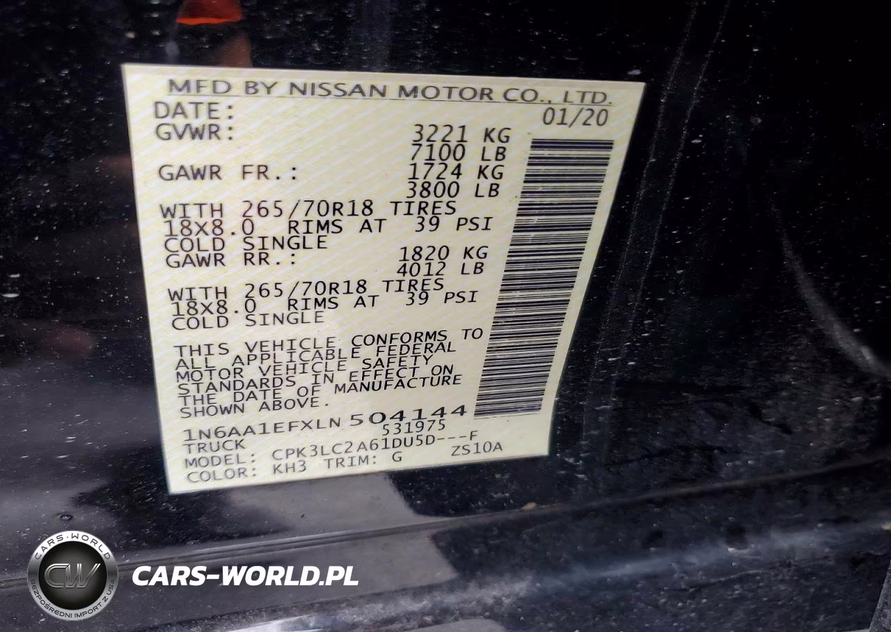 2020 Nissan Titan Sv VIN:1N6AA1EFXLN504144 - 12