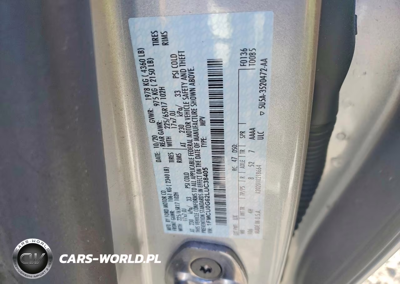 2020 Ford Escape Se VIN:1FMCU0G62LUC38405 - 13