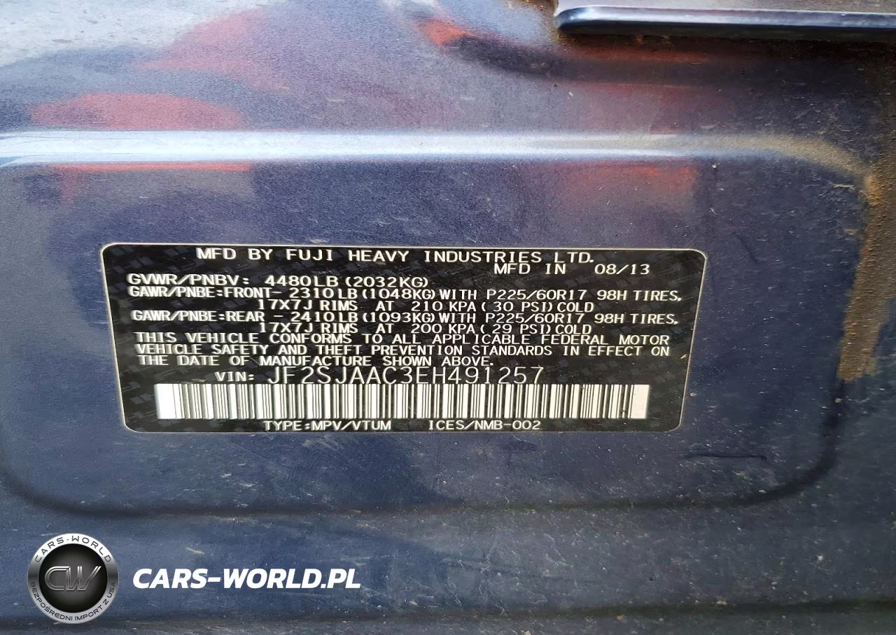 2014 Subaru Forester 2.5I VIN:JF2SJAAC3EH491257 - 14