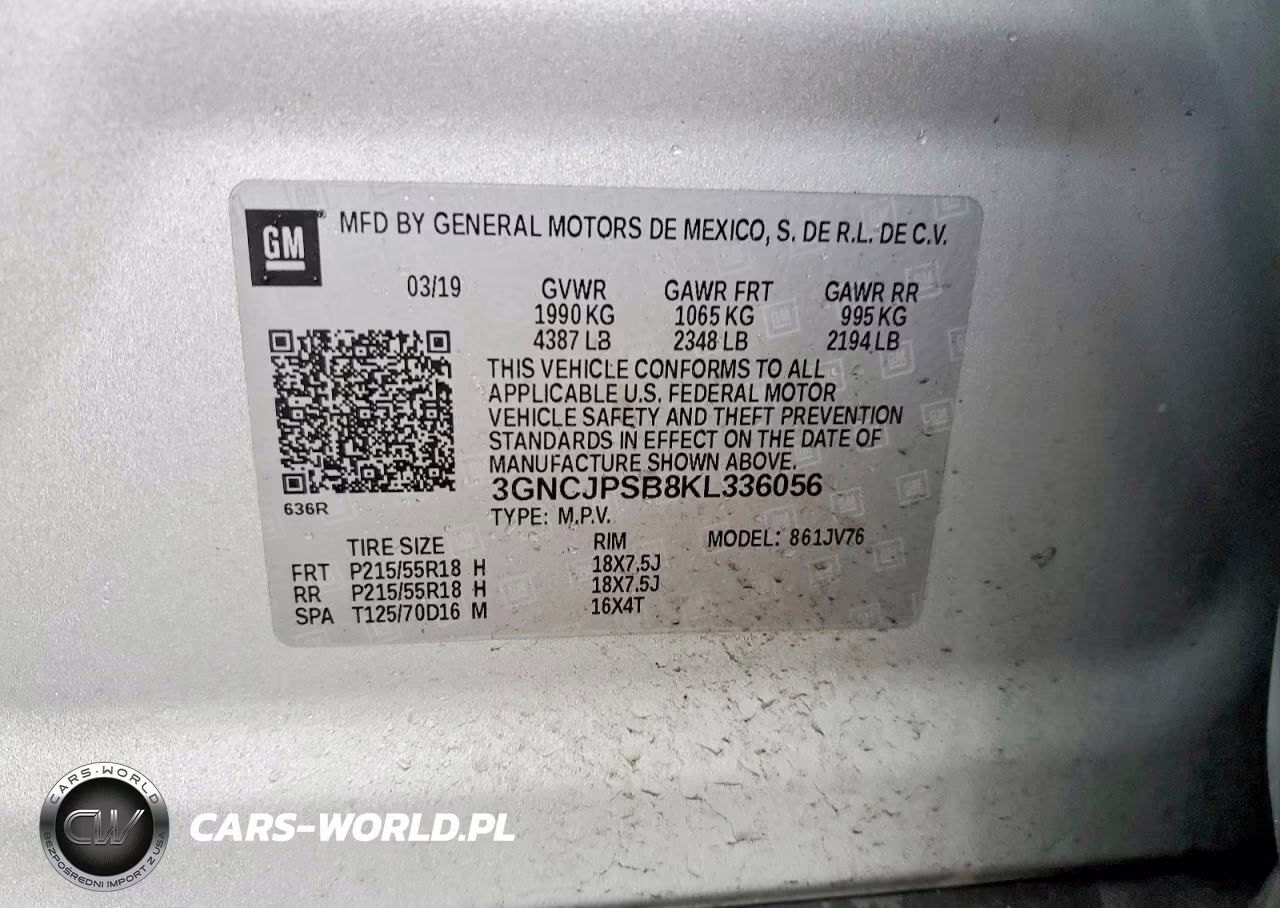 2019 Chevrolet Trax 1Lt VIN:3GNCJPSB8KL336056 - 14
