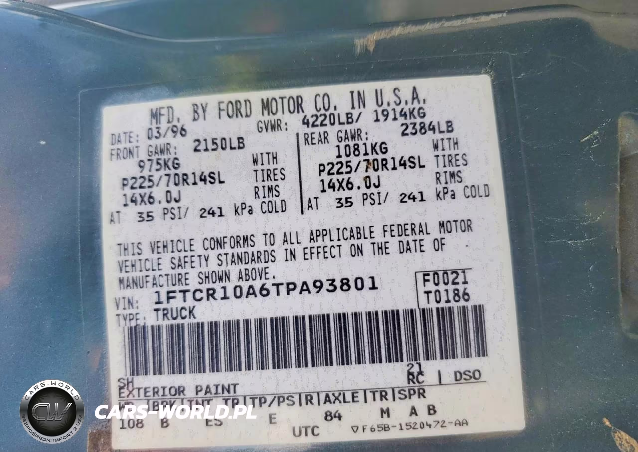 1996 Ford Ranger VIN:1FTCR10A6TPA93801 - 12