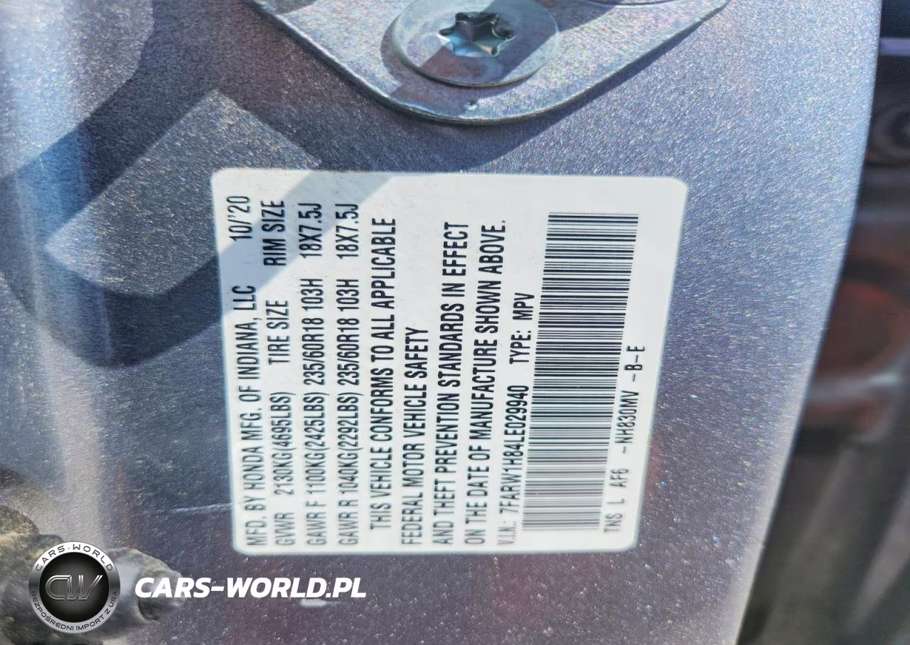 2020 Honda Cr-V Exl VIN:7FARW1H84LE029940 - 13