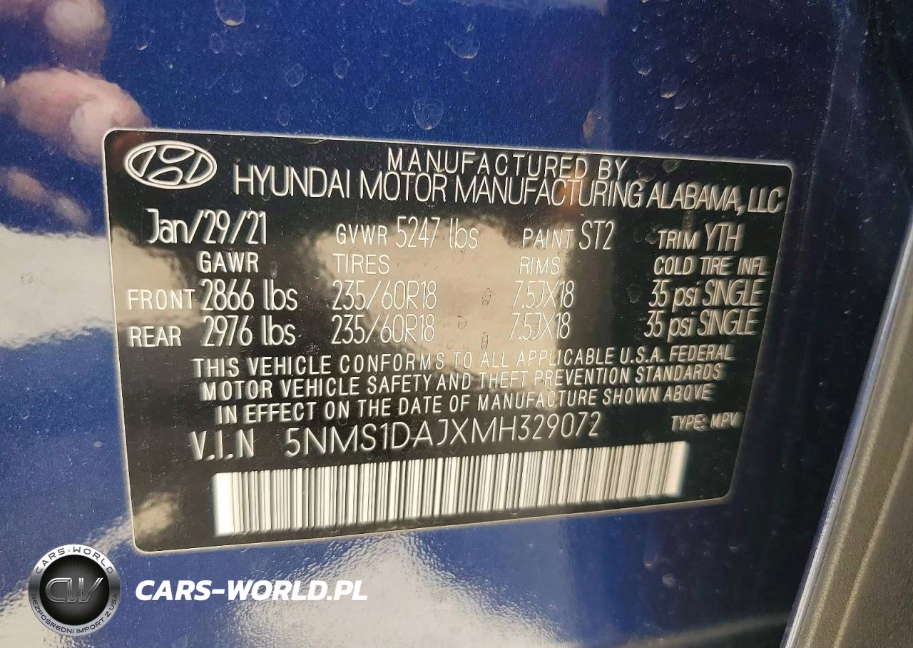 2021 Hyundai Santa Fe Se VIN:5NMS1DAJXMH329072 - 13