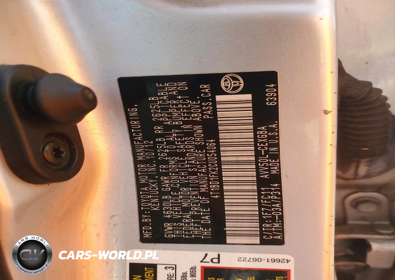 2012 Toyt Camry Hybrid VIN:4T1BD1FK2CU054064 - 12