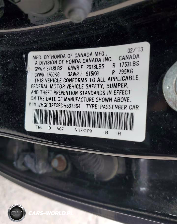 2013 Honda Civic Lx VIN:2HGFB2F59DH531364 - 12