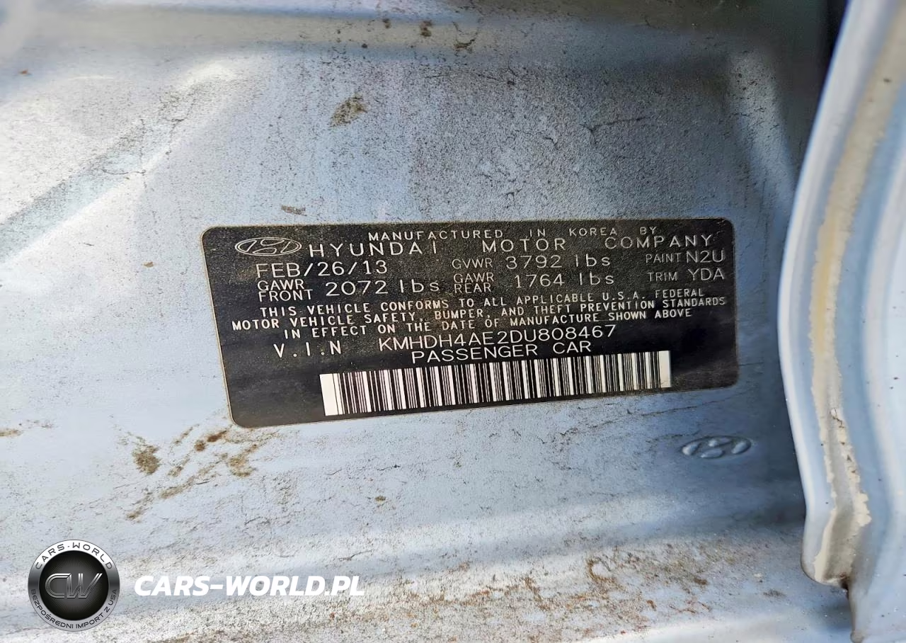 2013 Hyundai Elantra Gls VIN:KMHDH4AE2DU808467 - 13