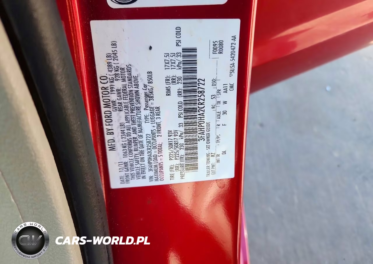 2012 Ford Fusion Se VIN:3FAHP0HA2CR258722 - 12