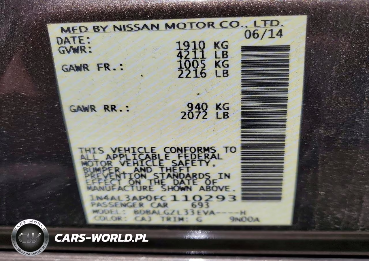 2015 Nissan Altima 2.5 S VIN:1N4AL3AP0FC110293 - 12
