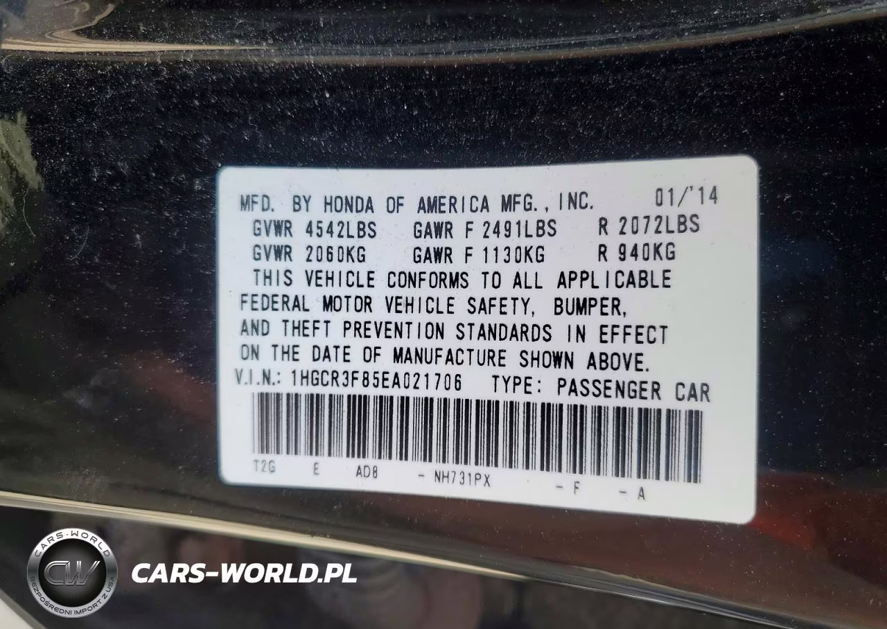 2014 Honda Accord Exl VIN:1HGCR3F85EA021706 - 13