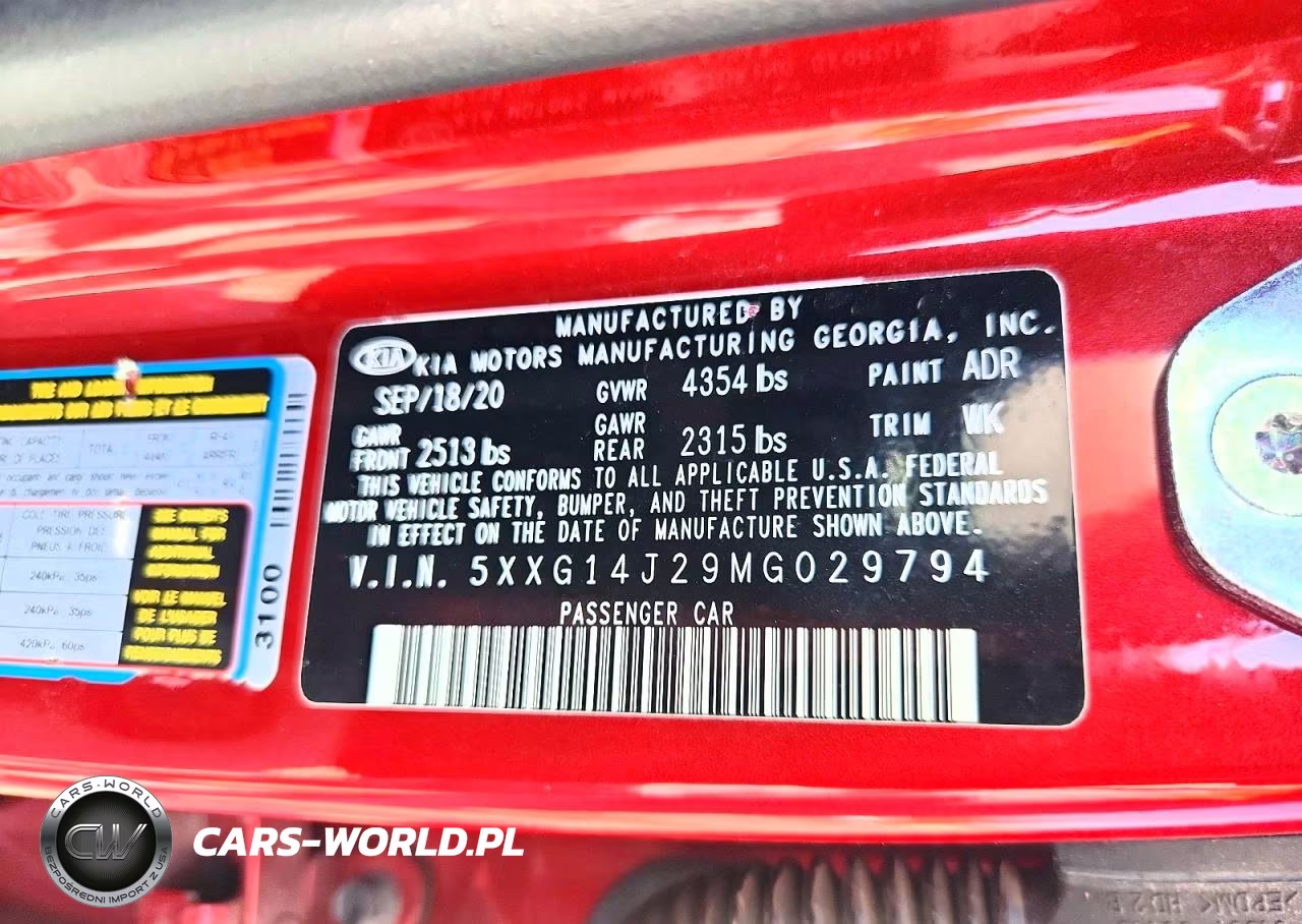 2021 Kia Motors Corp. K5 VIN:5XXG14J29MG029794 - 12
