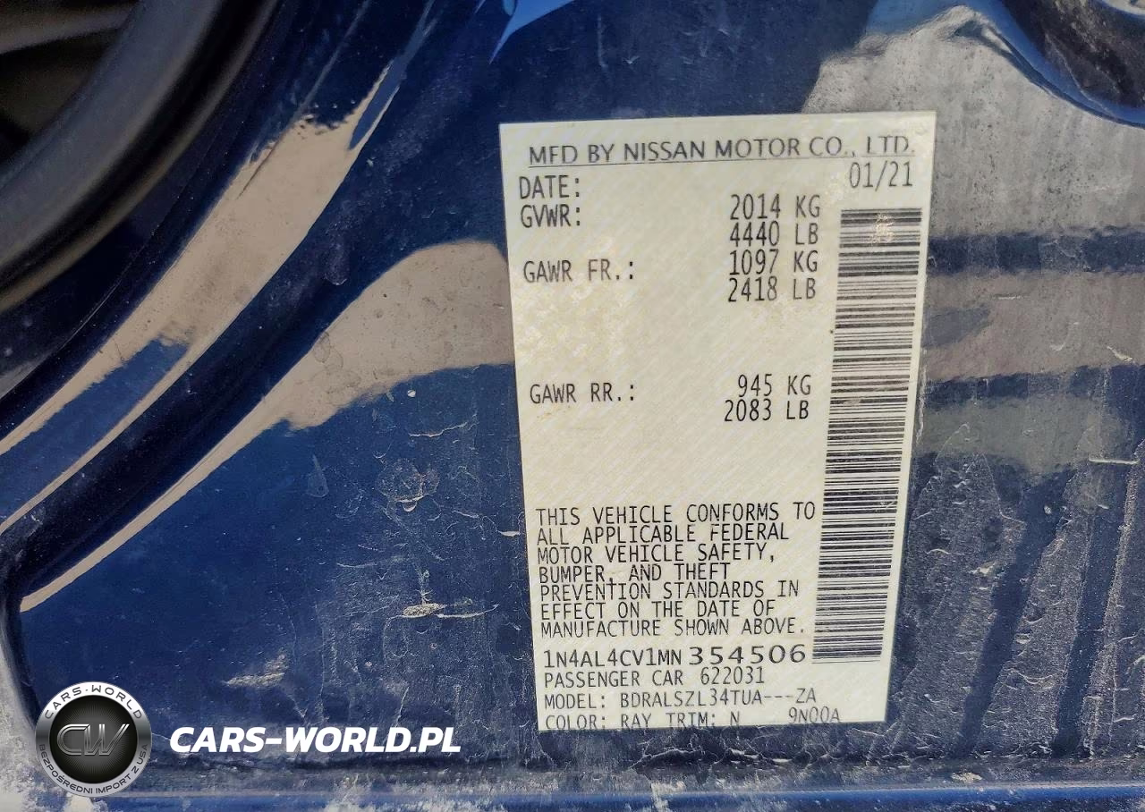 2021 Nissan Altima Sr VIN:1N4AL4CV1MN354506 - 12