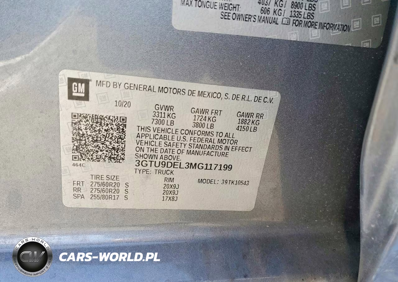 2021 GMC Sierra K1500 Slt VIN:3GTU9DEL3MG117199 - 12