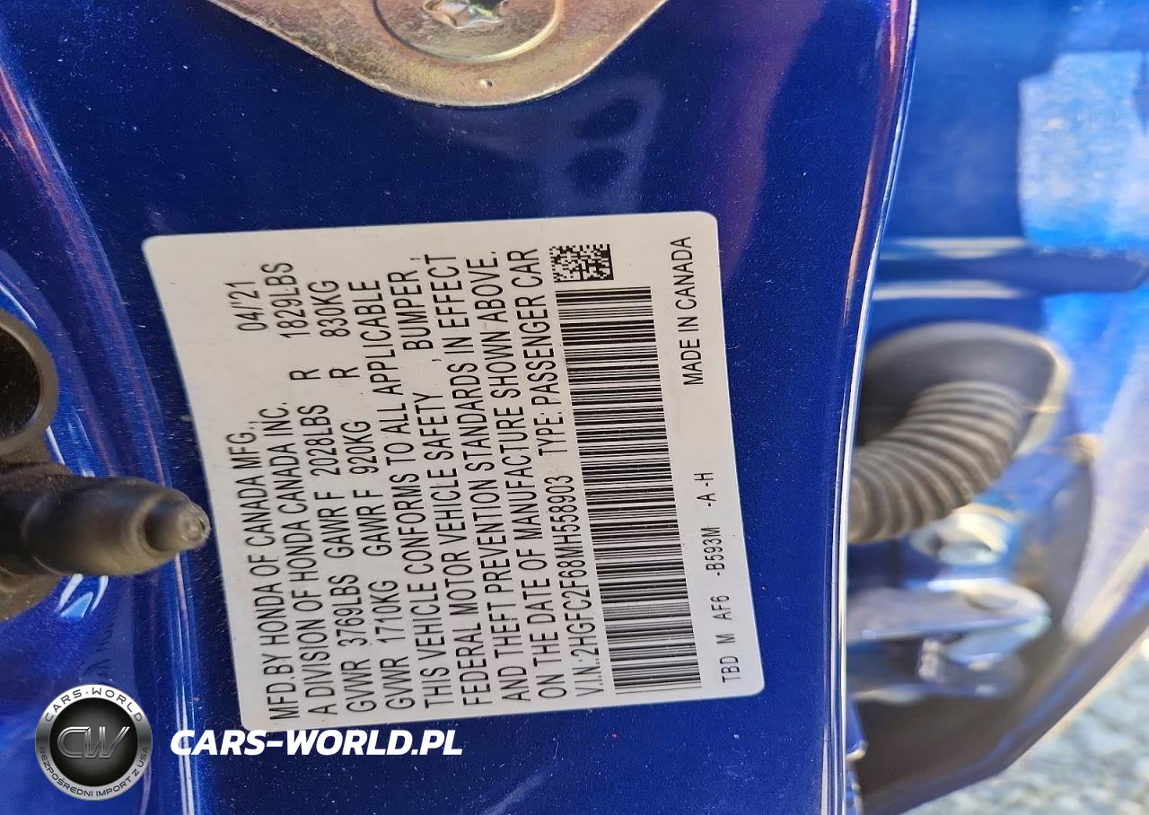 2021 Honda Civic Lx VIN:2HGFC2F68MH558903 - 12
