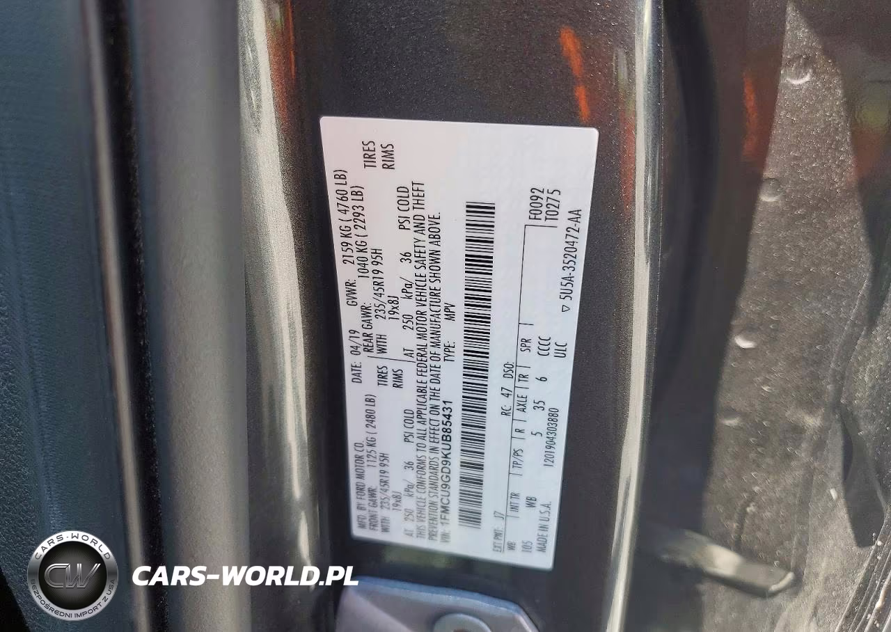 2019 Ford Escape Se VIN:1FMCU9GD9KUB85431 - 13