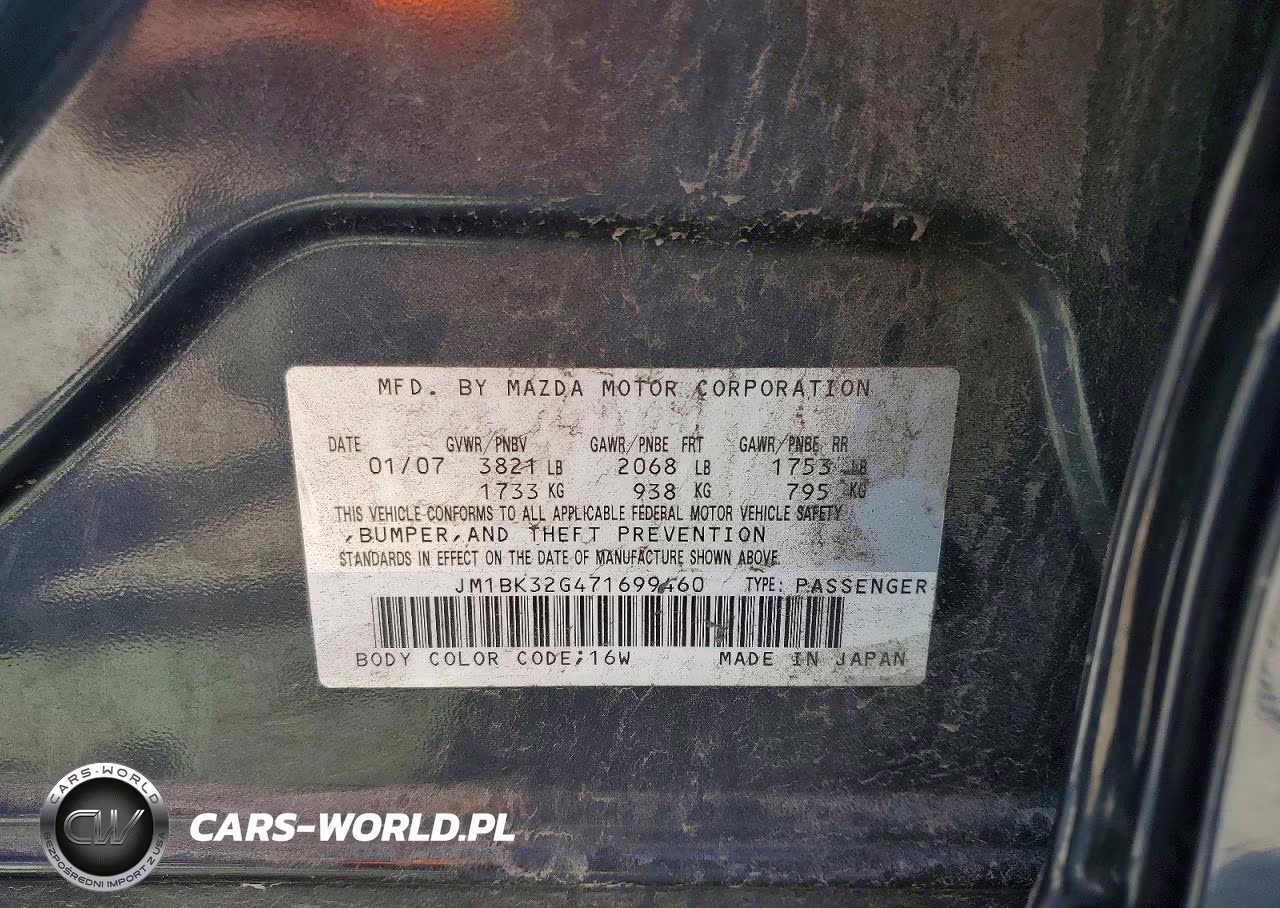 2007 Mazda 3 I VIN:JM1BK32G471699460 - 12