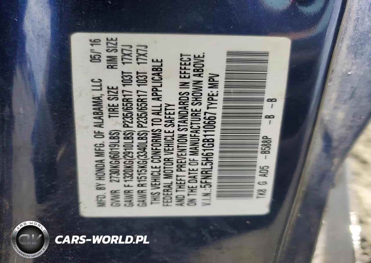 2016 Honda Odyssey Exl VIN:5FNRL5H61GB110667 - 13