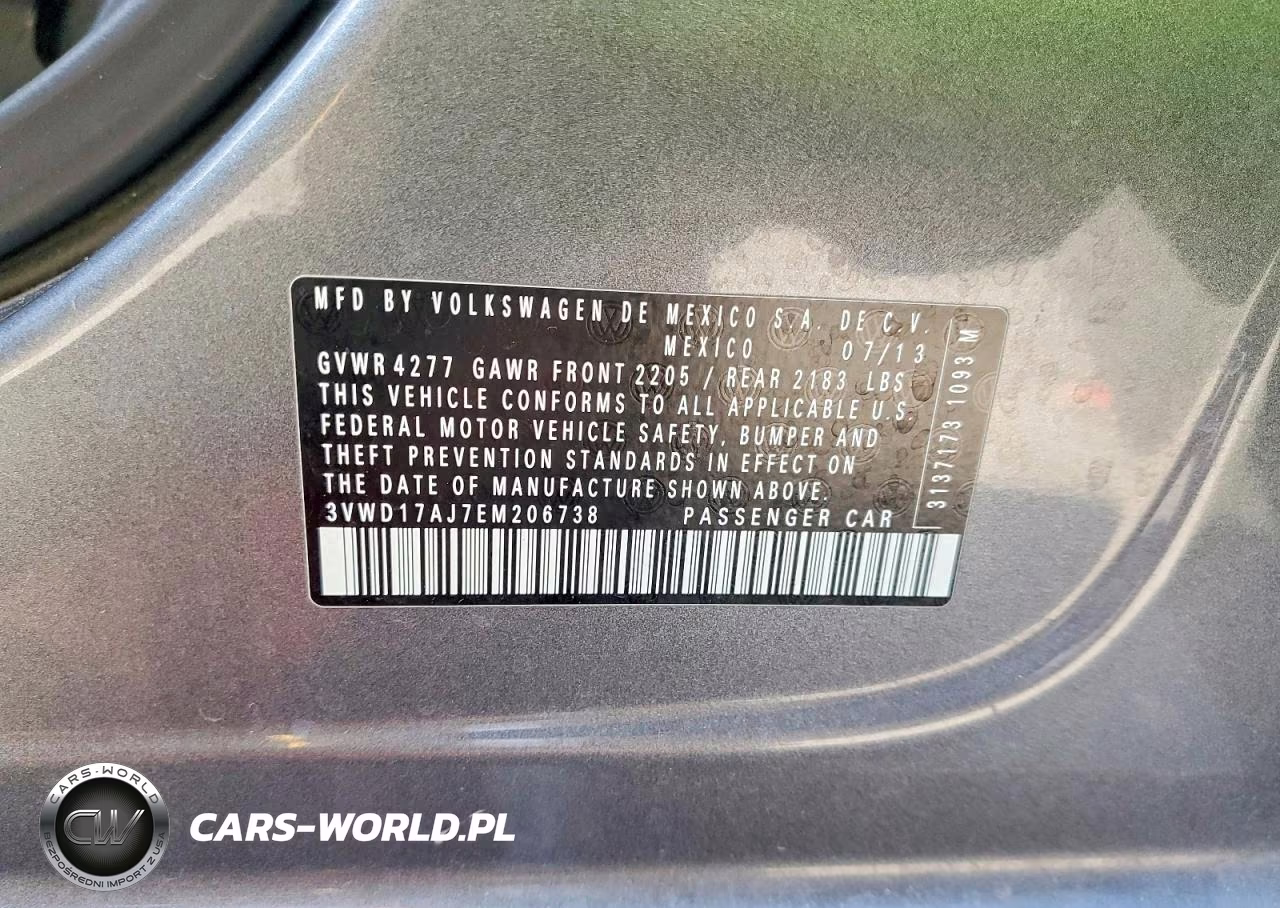 2014 Volkswagen Jetta Se VIN:3VWD17AJ7EM206738 - 12
