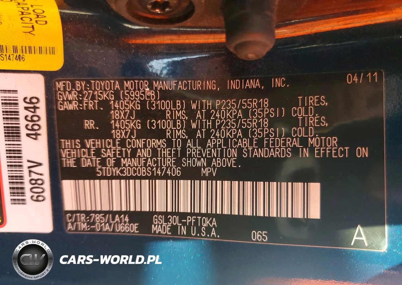 2011 Toyota Sienna Limited 7-Passenger VIN:5TDYK3DC0BS147406 - 13