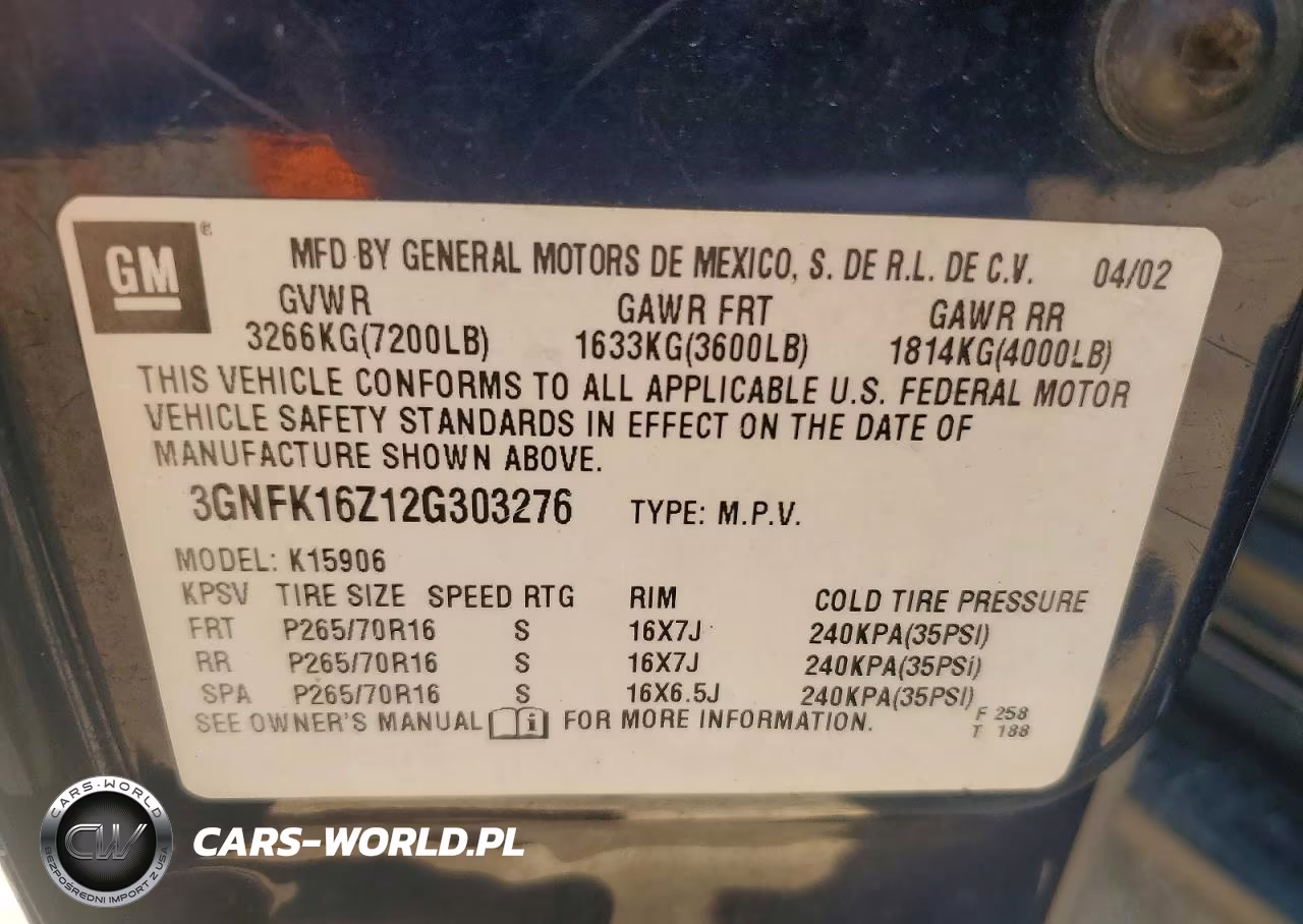 2002 Chevrolet Suburban K1500 VIN:3GNFK16Z12G303276 - 13