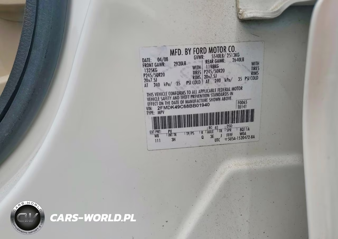2008 Ford Edge Limited VIN:2FMDK49C68BB01940 - 13