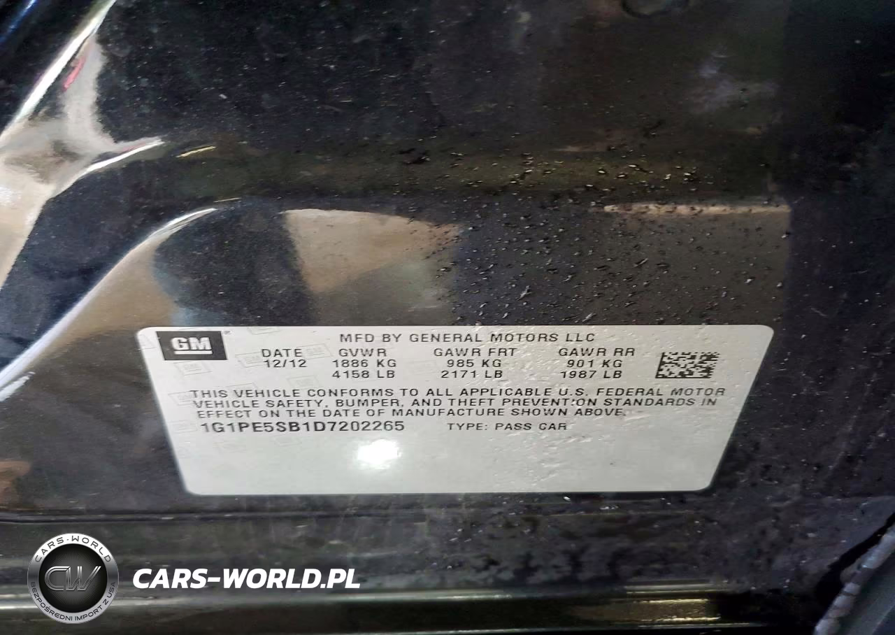 2013 Chevrolet Cruze VIN:1G1PE5SB1D7202265 - 12
