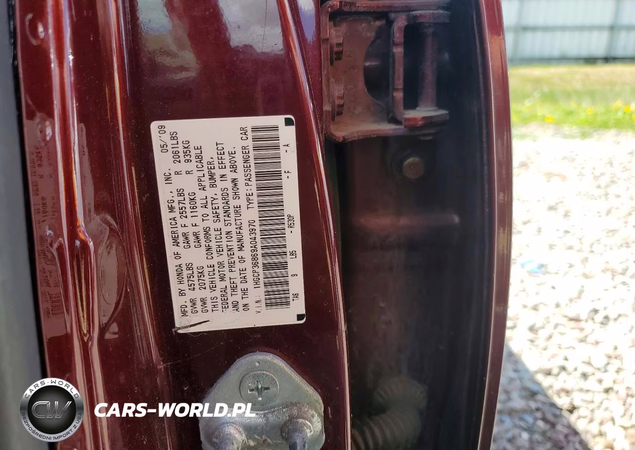 2009 Honda Accord Exl VIN:1HGCP36869A043970 - 13
