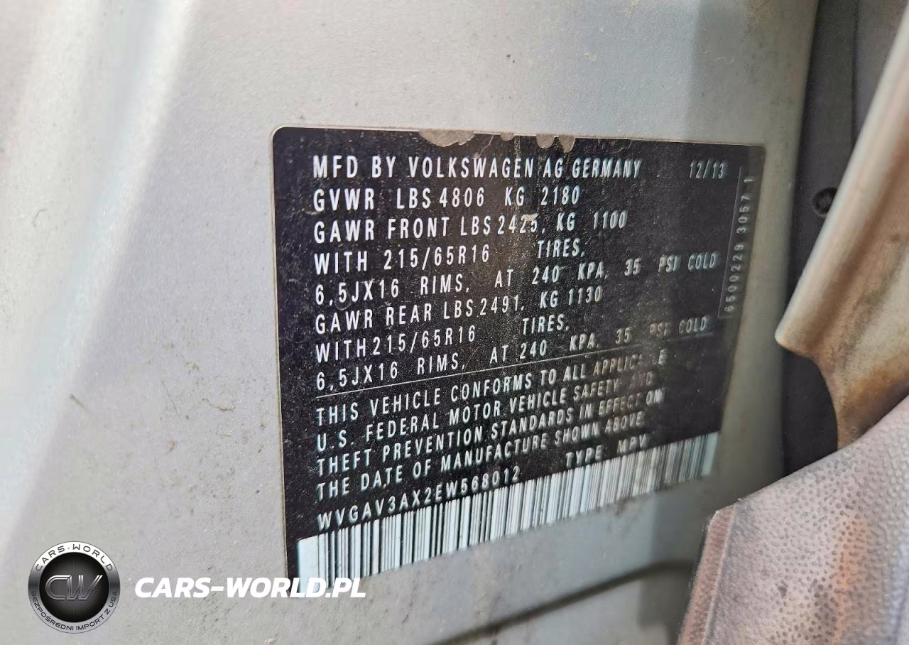2014 Volkswagen Tiguan S VIN:WVGAV3AX2EW568012 - 14