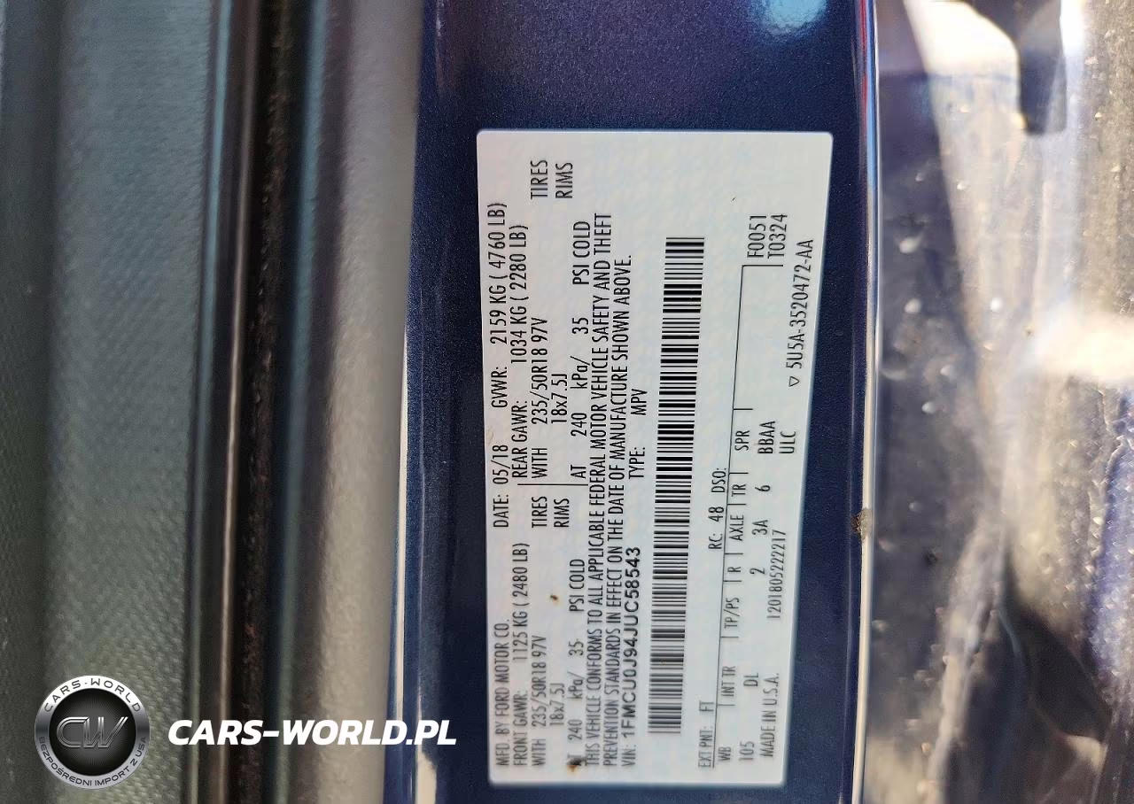 2018 Ford Escape Titanium VIN:1FMCU0J94JUC58543 - 13