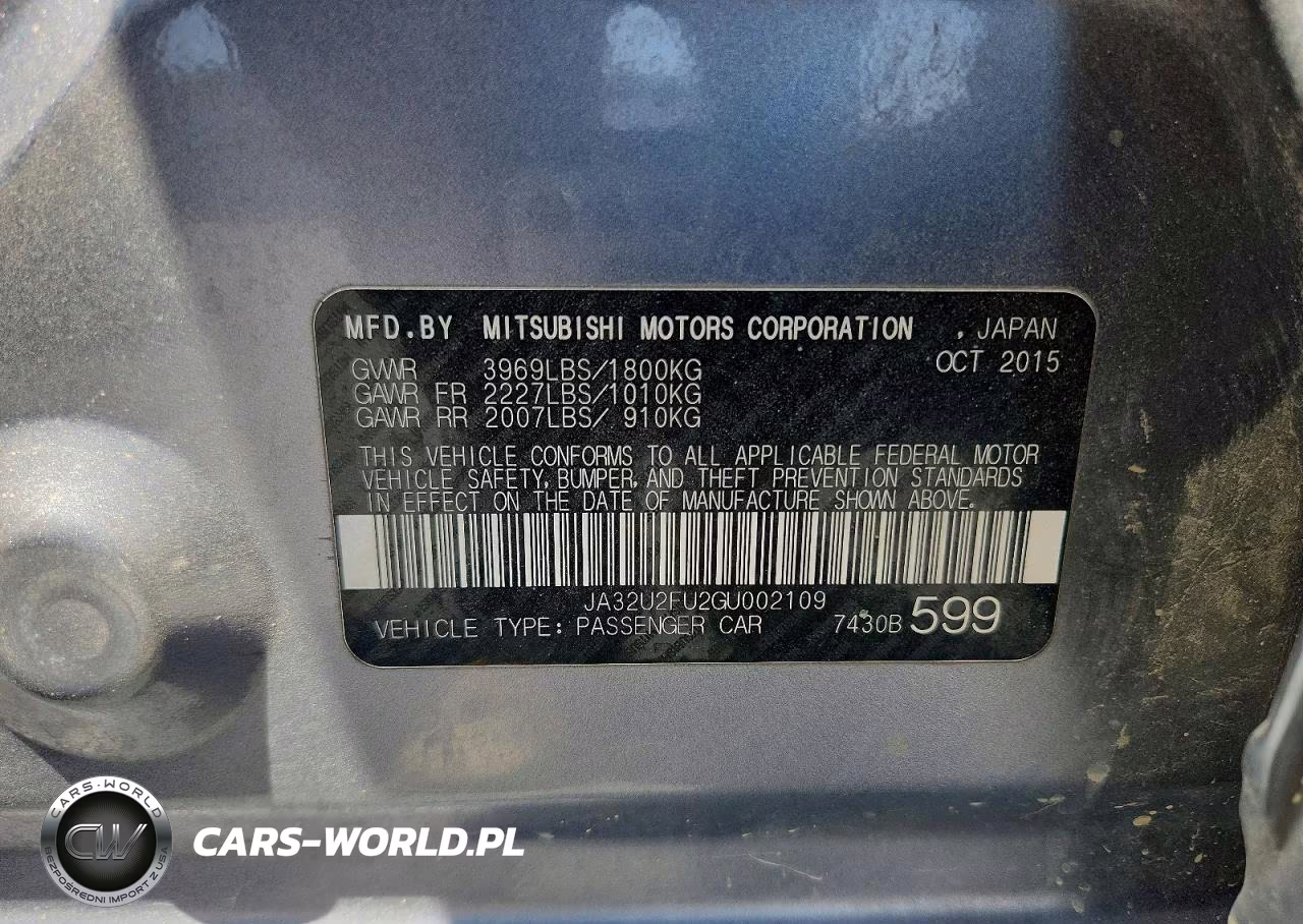 2016 Mitsubishi Lancer Es VIN:JA32U2FU2GU002109 - 12