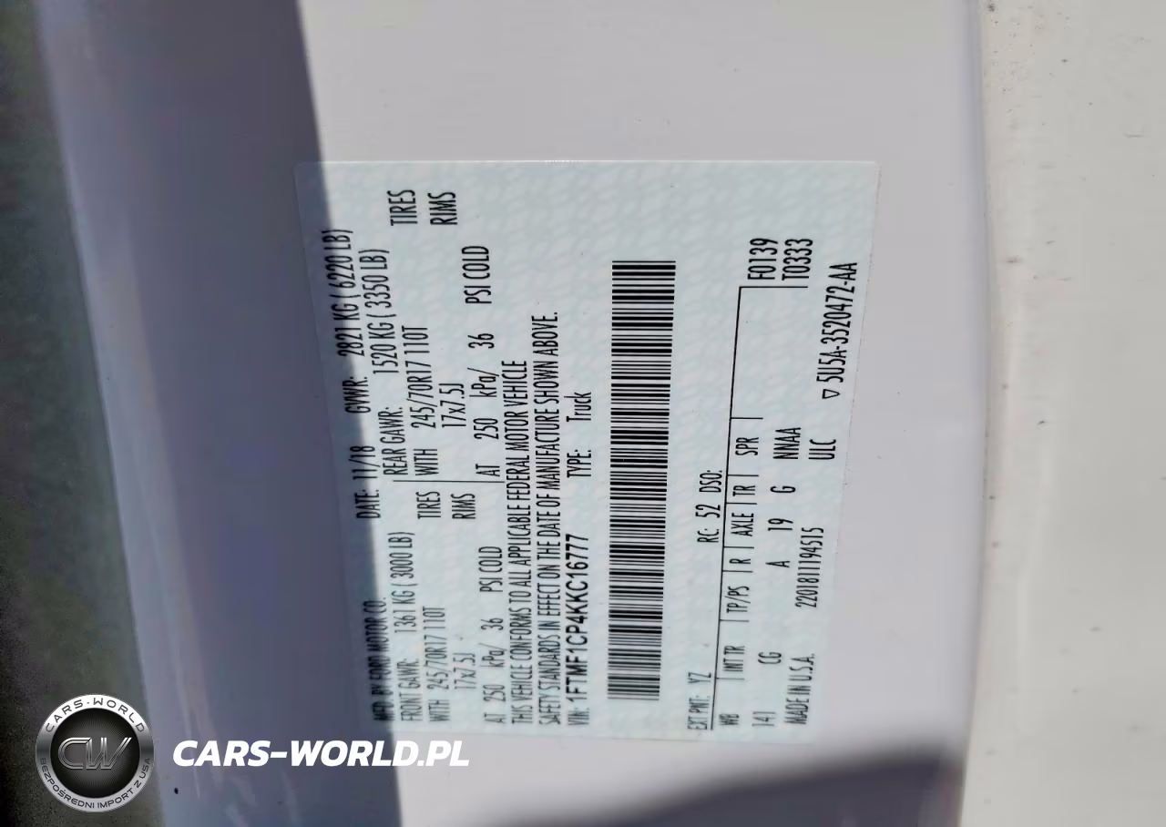 2019 Ford 150 VIN:1FTMF1CP4KKC16777 - 12