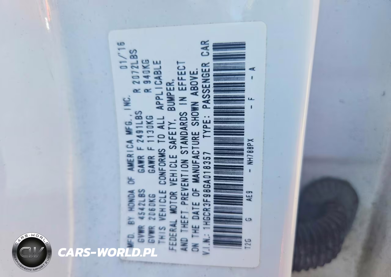 2016 Honda Accord Touring VIN:1HGCR3F98GA018357 - 13