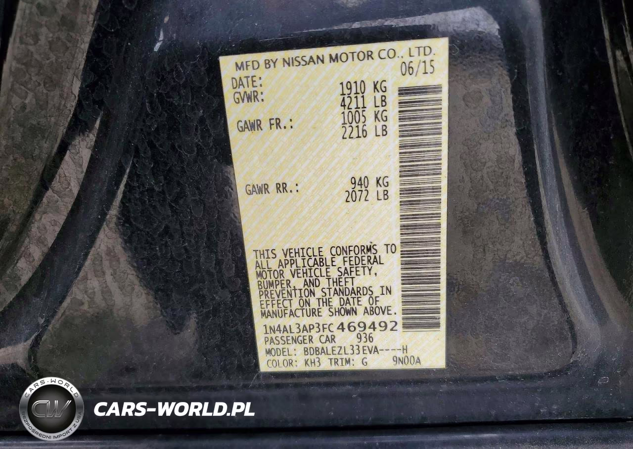 2015 Nissan Altima 2.5 S VIN:1N4AL3AP3FC469492 - 12