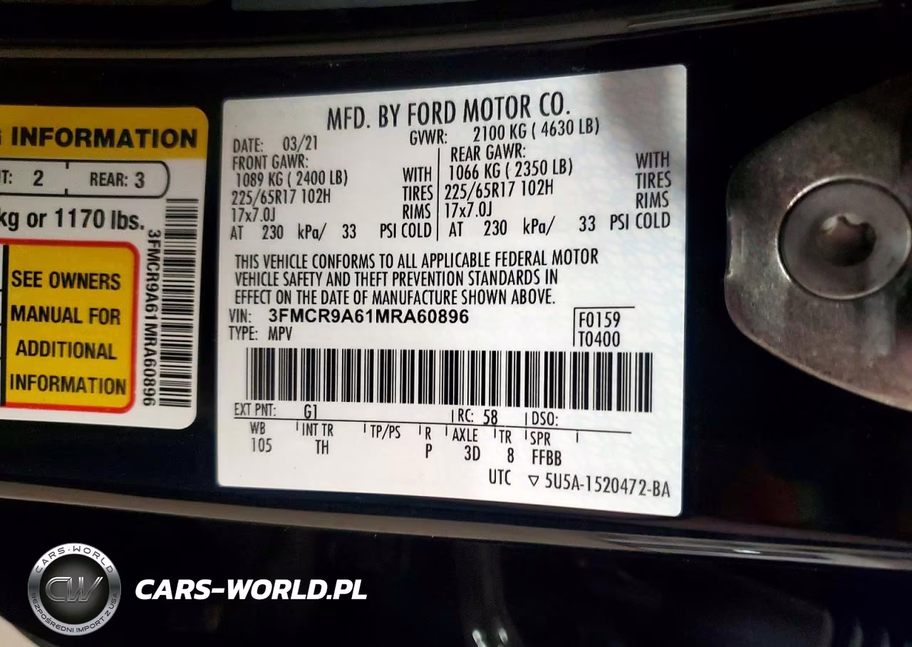 2021 Ford Bronco Sport VIN:3FMCR9A61MRA60896 - 13