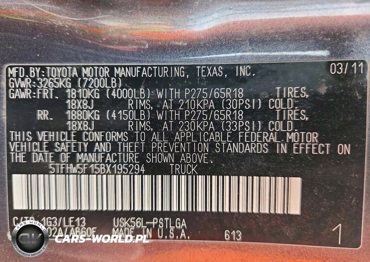 2011 Toyota Tundra Crewmax Limited VIN:5TFHW5F15BX195294 - 12