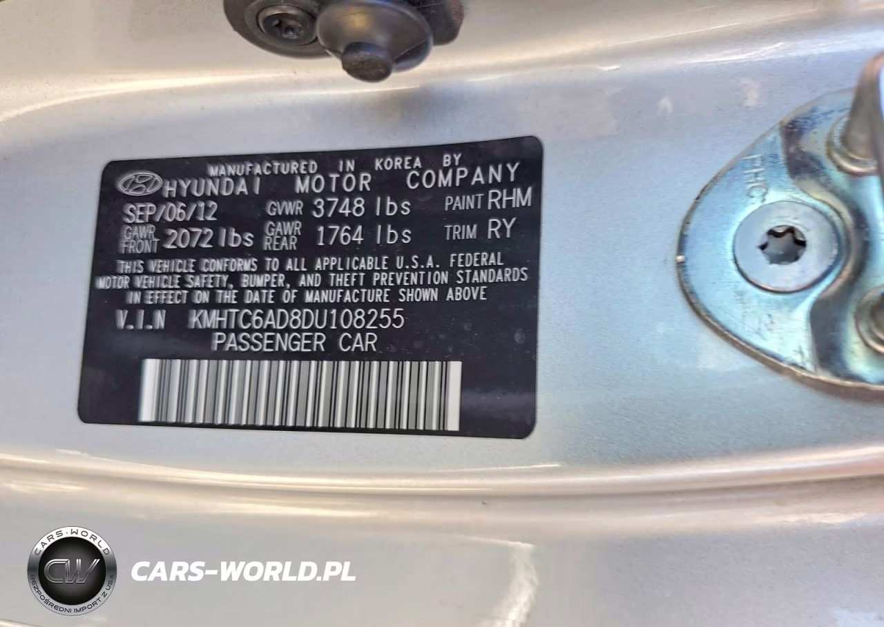 2013 Hyundai Veloster Base VIN:KMHTC6AD8DU108255 - 13