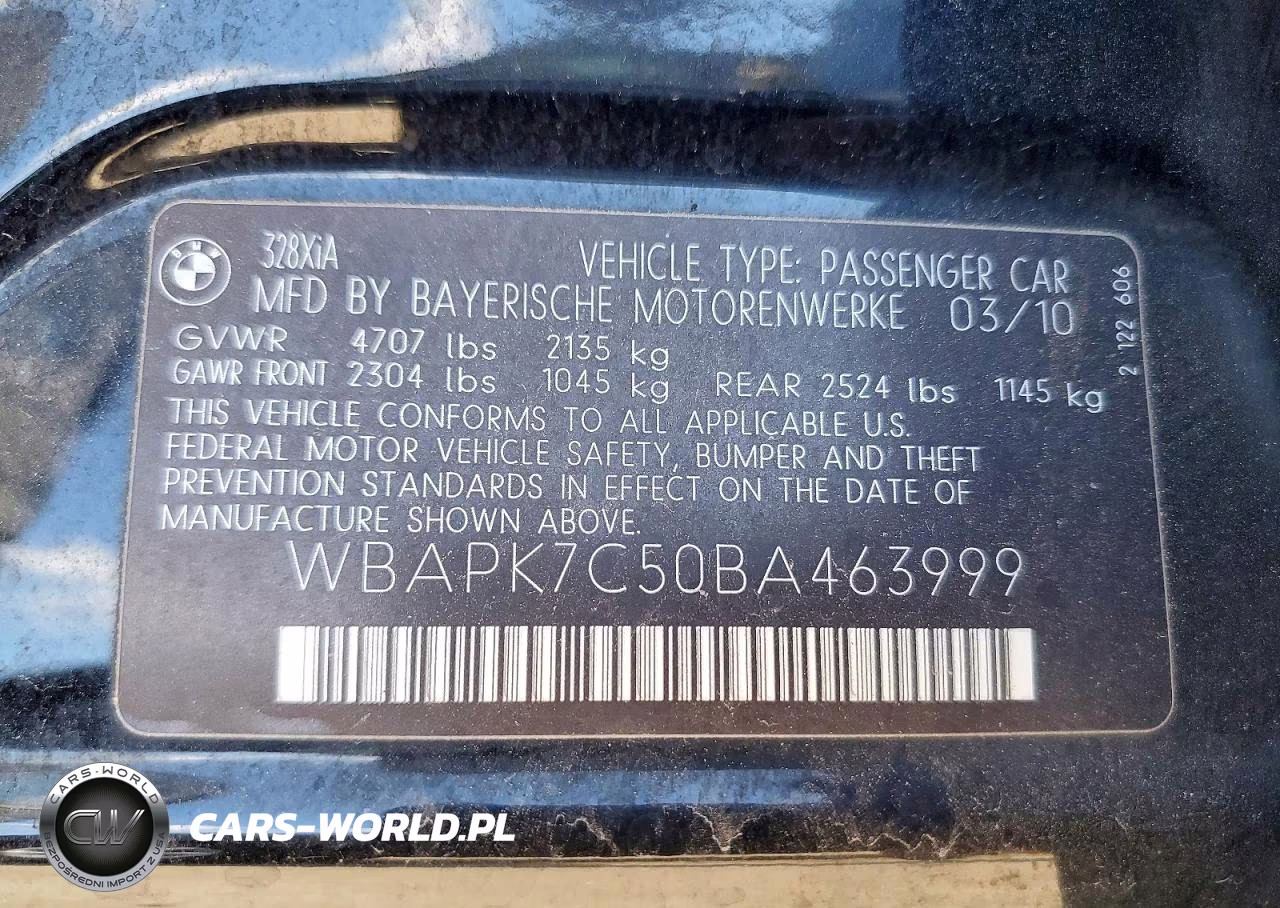 2011 BMW 328 Xi VIN:WBAPK7C50BA463999 - 12