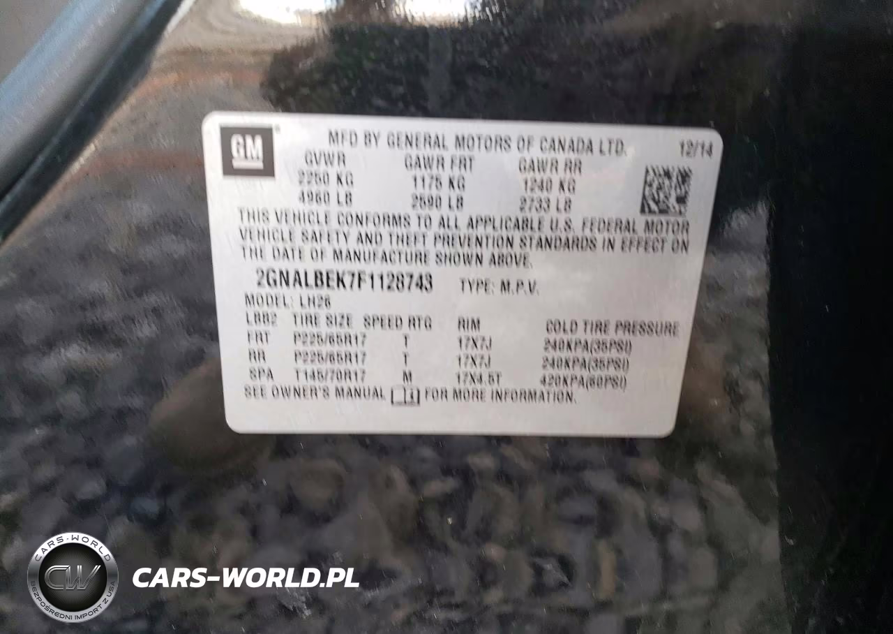2015 Chevrolet Equinox Lt VIN:2GNALBEK7F1128743 - 12