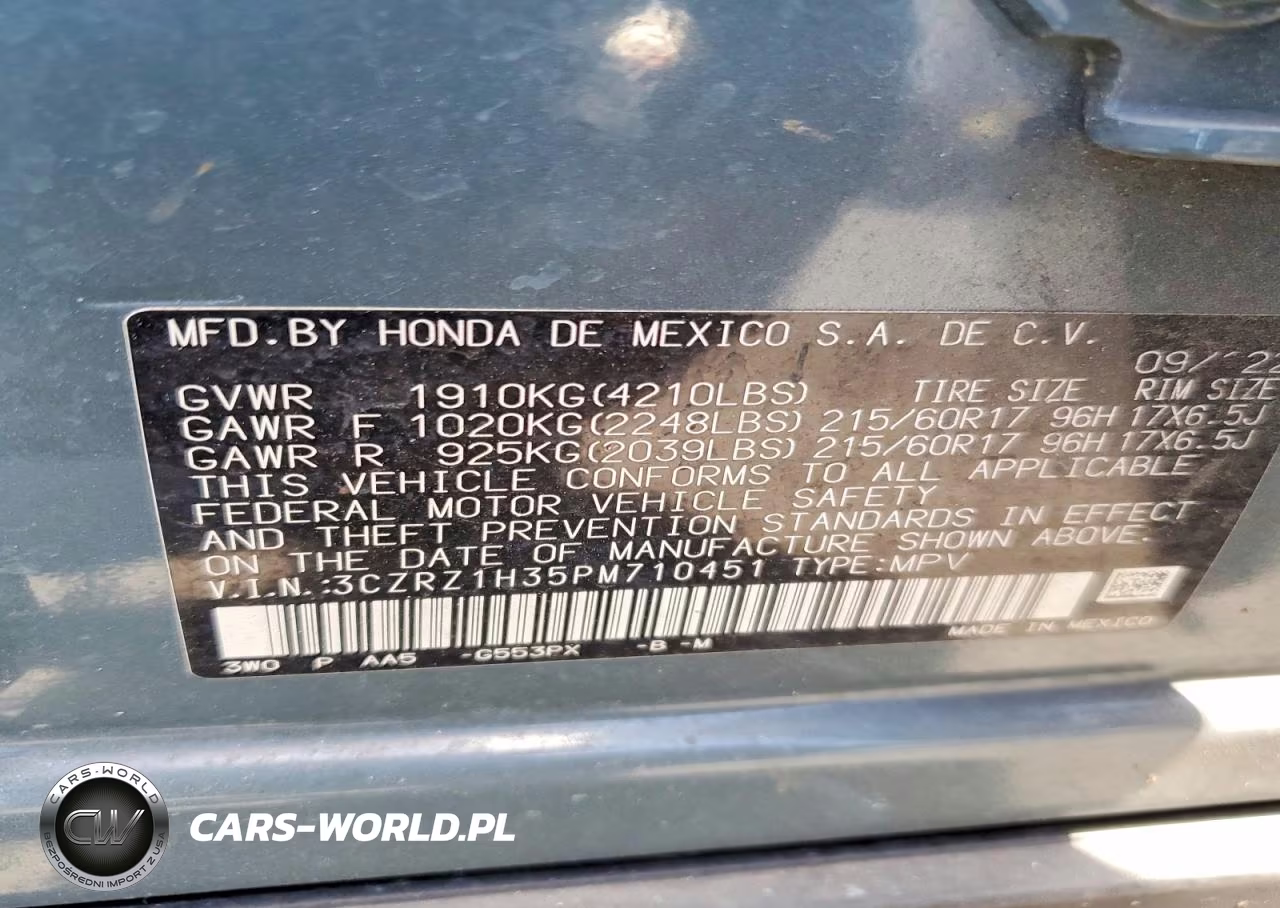 2023 Honda Hr-V Lx VIN:3CZRZ1H35PM710451 - 13