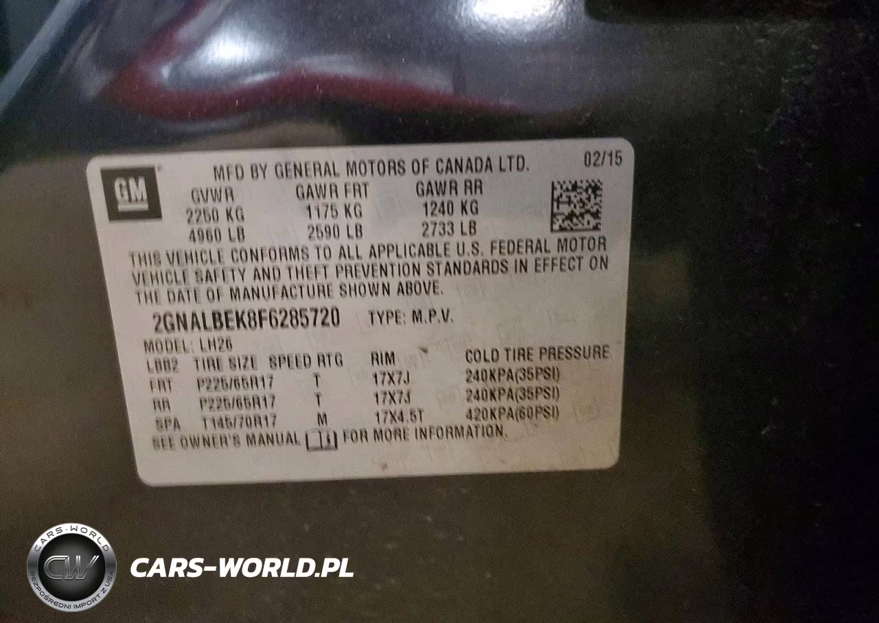 2015 Chevrolet Equinox Lt VIN:2GNALBEK8F6285720 - 13